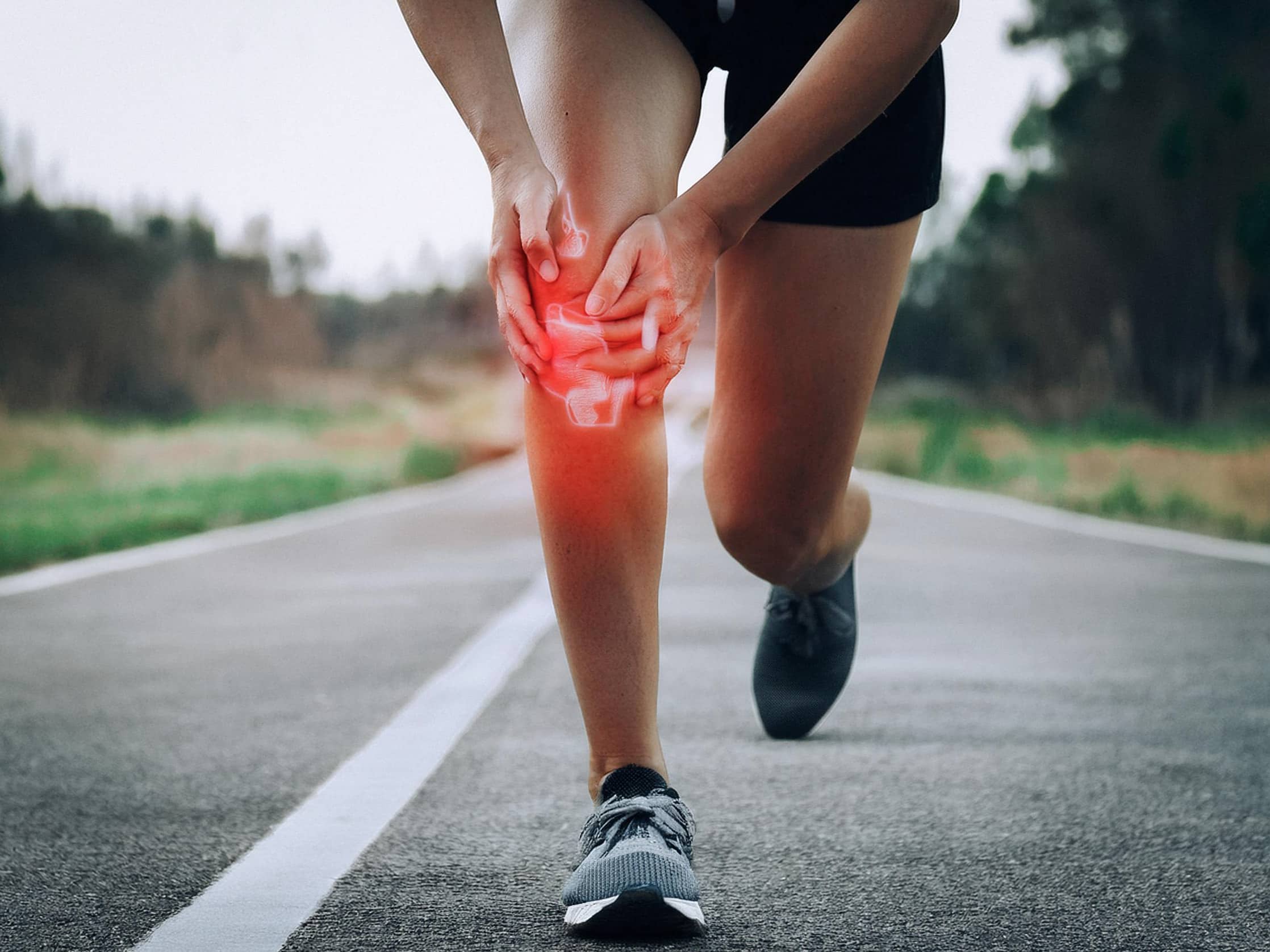 Lady with a knee Injury whilst exercising